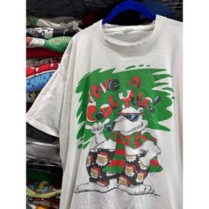 Vintage 90s Carlton Cards Holiday Have A Cool Yule Christmas Shirt Mens White XL